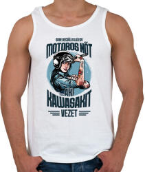 printfashion Sose becsülj alá egy motors nőt - Kawasaki - Férfi atléta - Fehér (4342998)