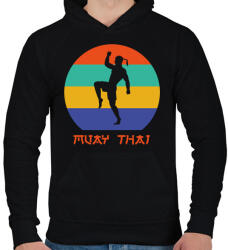 printfashion Muay Thai - Harcművészet - Férfi kapucnis pulóver - Fekete (7568490)