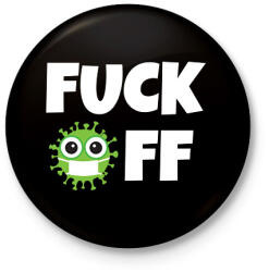 printfashion FUCK OFF CORONA - Kitűző, hűtőmágnes - Fekete (10446757)