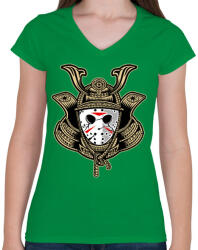 printfashion Jason a szamuráj - Női V-nyakú póló - Zöld (80948)