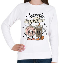 printfashion REtro páros - kávé és fánk - Női pulóver - Fehér (11705885)