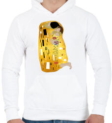 printfashion Gustav Klimt - A csók - Férfi kapucnis pulóver - Fehér (6729823)