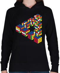 printfashion Rubik-kocka - Női kapucnis pulóver - Fekete (15632756)