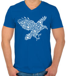 printfashion Fehér sas - Férfi V-nyakú póló - Királykék (136795)
