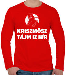 printfashion CHRISTMAS TIME IS HERE - Férfi hosszú ujjú póló - Piros (10135856)