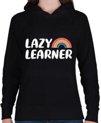 printfashion Lazy learner (White) - Női kapucnis pulóver - Fekete (7535336)