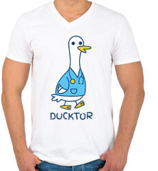 printfashion Ducktor - Férfi V-nyakú póló - Fehér (12477172)
