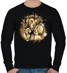printfashion Oroszlán család - Férfi pulóver - Fekete (4807866)