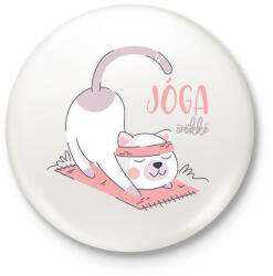 printfashion Jóga örökké - Cicás - Kitűző, hűtőmágnes - Fehér (6873329)