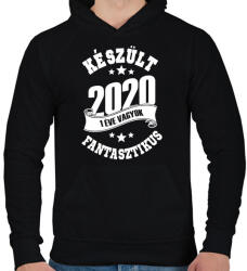 printfashion Készült 2020 - 1 éve vagyok fantasztikus - Férfi kapucnis pulóver - Fekete (5334731)