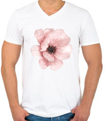 printfashion Watercolor Flower - Férfi V-nyakú póló - Fehér (1734582)