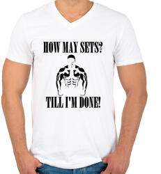 printfashion Mennyi széria? Ameddig nem végzek. - Férfi V-nyakú póló - Fehér (1340738)