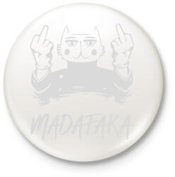 printfashion Madafaka - macska sötét alaphoz - Kitűző, hűtőmágnes - Fehér (5664984)