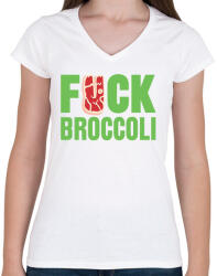 printfashion FUCK brokkoli - Női V-nyakú póló - Fehér (1086414)