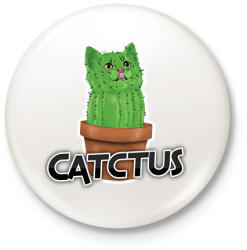 printfashion Catctus - Kitűző, hűtőmágnes - Fehér (14008363)