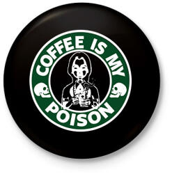 printfashion coffeismypoison - Kitűző, hűtőmágnes - Fekete (7320425)