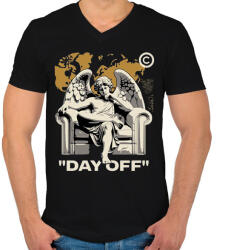 printfashion Day Off" - Férfi V-nyakú póló - Fekete (16782245)