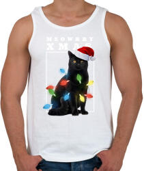 printfashion Karácsonyi cica - Férfi atléta - Fehér (14601118)