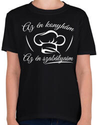 printfashion Az én konyhám, az én szabályaim - Gyerek póló - Fekete (1820252)