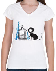 printfashion We can be friends - Női V-nyakú póló - Fehér (241357)