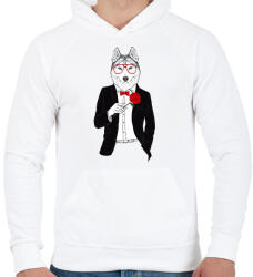 printfashion Mr. Wolf - Férfi kapucnis pulóver - Fehér (1585851)