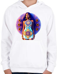 printfashion Mandala ruhás lány - Gyerek kapucnis pulóver - Fehér (14701972)