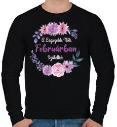 printfashion A legszebb nők februárban születtek - Férfi pulóver - Fekete (2880588)