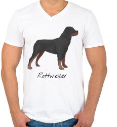 printfashion Rottweiler kutya - Férfi V-nyakú póló - Fehér (1034912)