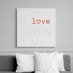 printfashion I love coding, szeretek programozni - Vászonkép - Fehér (11173682)