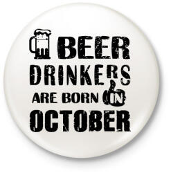 printfashion A sörivók októberben születtek - Kitűző, hűtőmágnes - Fehér (3077912)