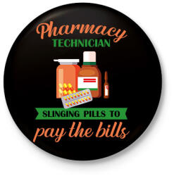 printfashion Pharmacy technician - Kitűző, hűtőmágnes - Fekete (7299656)