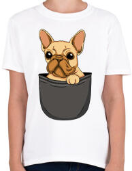 printfashion Francia bulldog zsebminta - Gyerek póló - Fehér (13615650)