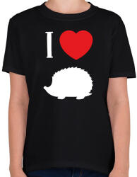 printfashion I love hedgehog (white) - Gyerek póló - Fekete (7095360)