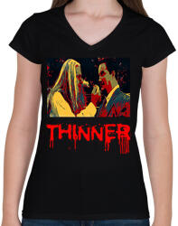 printfashion THINNER - Női V-nyakú póló - Fekete (1908435)