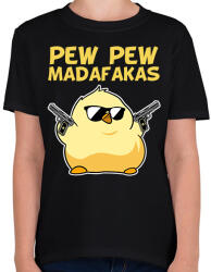 printfashion Pew Pew madafakas csirke - Gyerek póló - Fekete (6318375)