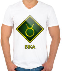 printfashion Bika - Férfi V-nyakú póló - Fehér (5348665)