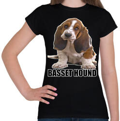 printfashion Basset Hound - Női póló - Fekete (12150103)
