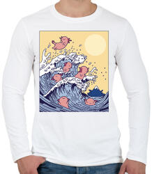 printfashion Axolotl hullám - Férfi hosszú ujjú póló - Fehér (11737508)