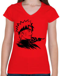 printfashion Naruto fekete - Női V-nyakú póló - Piros (5665060)