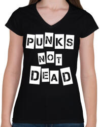printfashion Punks not dead - Női V-nyakú póló - Fekete (7666632)