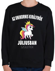 printfashion Unikornis királynők júliusban születtek (MAGYAR) - Gyerek pulóver - Fekete (840546)