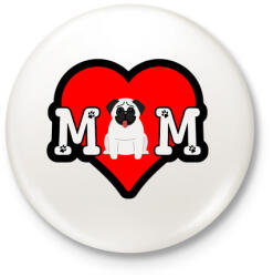 printfashion Mops mom - Kitűző, hűtőmágnes - Fehér (3081863)