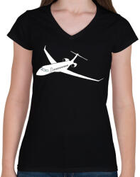 printfashion Repülő - Női V-nyakú póló - Fekete (5277247)