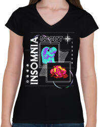 printfashion Insomnia - Női V-nyakú póló - Fekete (14555252)
