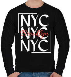 printfashion NYC Brooklyn - Férfi pulóver - Fekete (4386693)