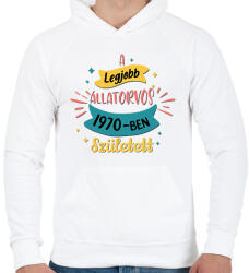 printfashion A legjobb állatorvos - Évszámmal - Férfi kapucnis pulóver - Fehér (7232408)