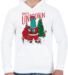printfashion Karácsony - télapó unikornis - Férfi kapucnis pulóver - Fehér (5631330)