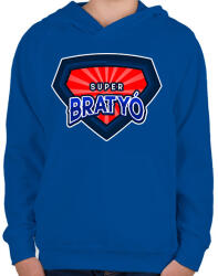 printfashion SUPER BRATYÓ - Gyerek kapucnis pulóver - Királykék (11460608)