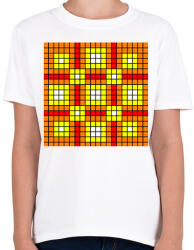 printfashion kockás minta 02 - Gyerek póló - Fehér (10861162)