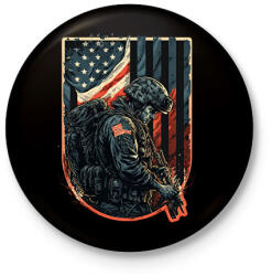 printfashion Amerikai veterán katona - Kitűző, hűtőmágnes - Fekete (12674776)